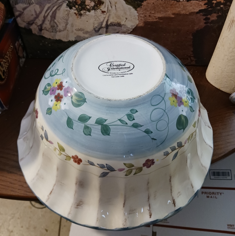 Certified International Floral Large 13"×7" Pasta Serving Bowl🍲A 🎁VINTAGE GEM. - Picture 12 of 16